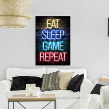 Lade das Bild in den Galerie-Viewer, Game-01 Eat Sleep Game Repeat Neon Game Poster Wall Art Gaming Room