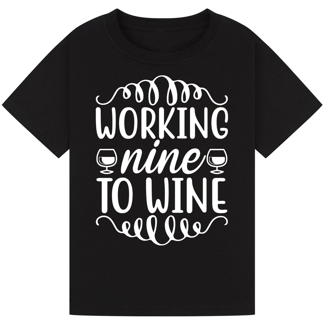 Working Nine to Wine T-Shirt – Perfect for Office Parties