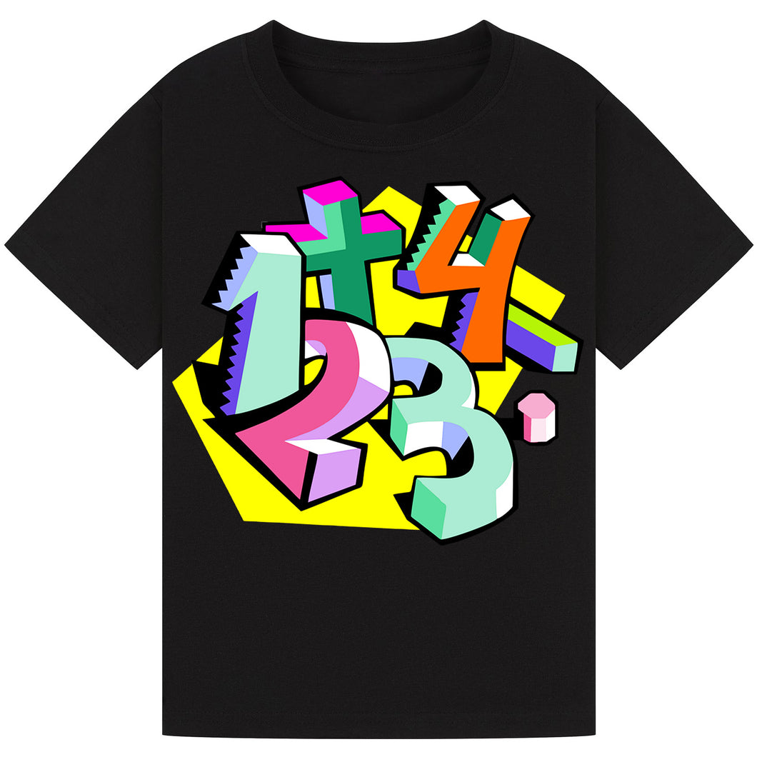 Bold 3D Numbers Kids T-Shirt – Maths Day Fun