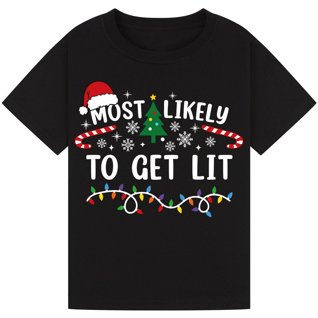 Most Likely to Get Lit Christmas T-Shirts