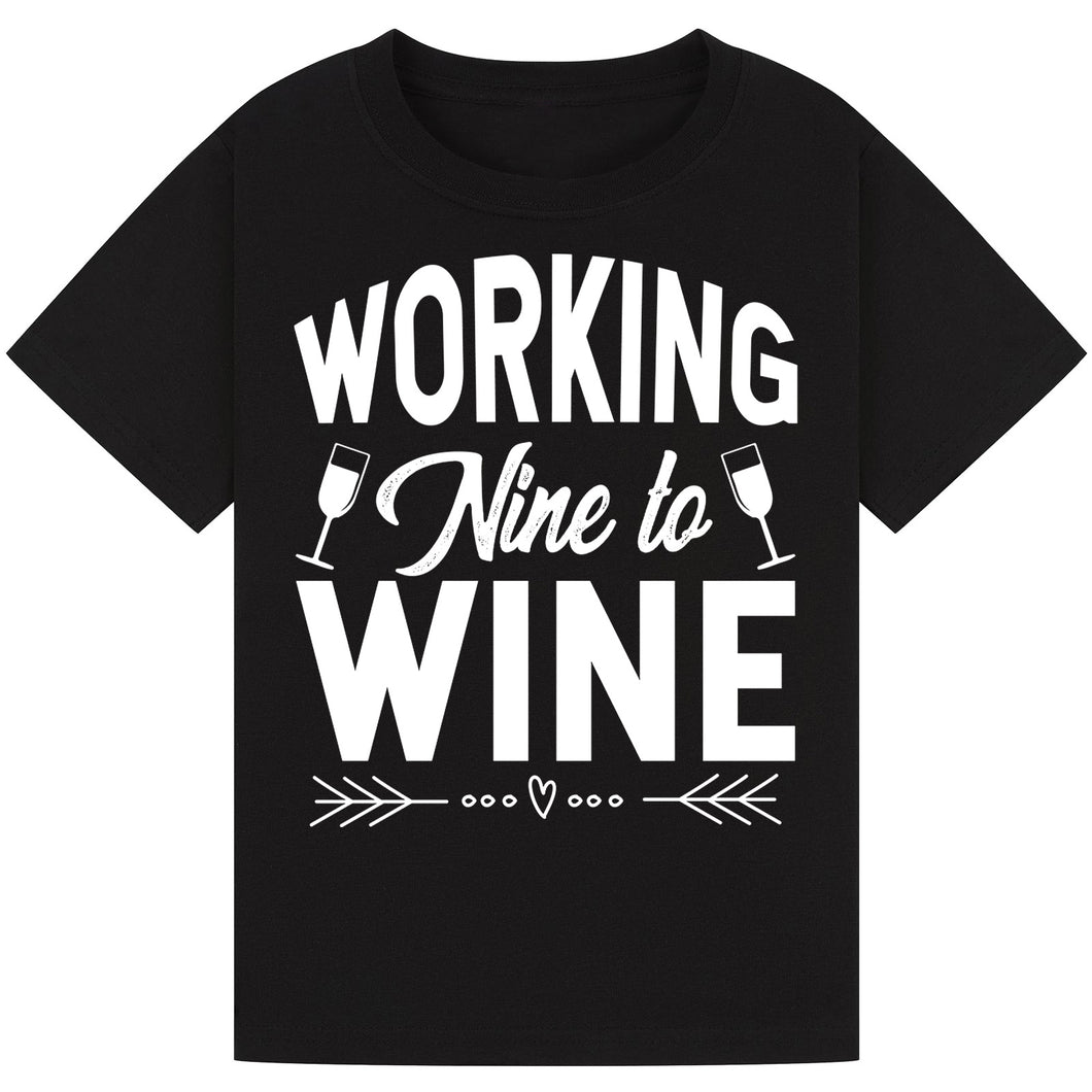 Working Nine to Wine T-Shirt – Funny Office Wine Tee