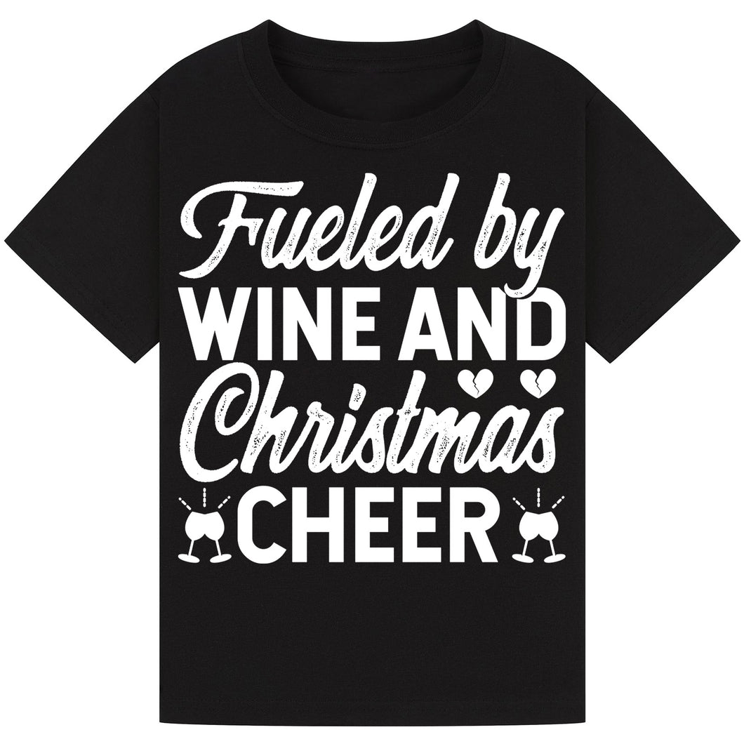 Fueled by Wine and Christmas Cheer T-Shirt – Festive Wine Tee