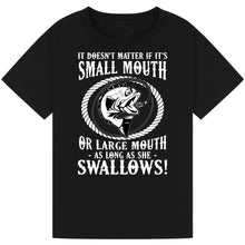Load image into Gallery viewer, Small Mouth or Large Mouth, As Long as She Swallows Tee
