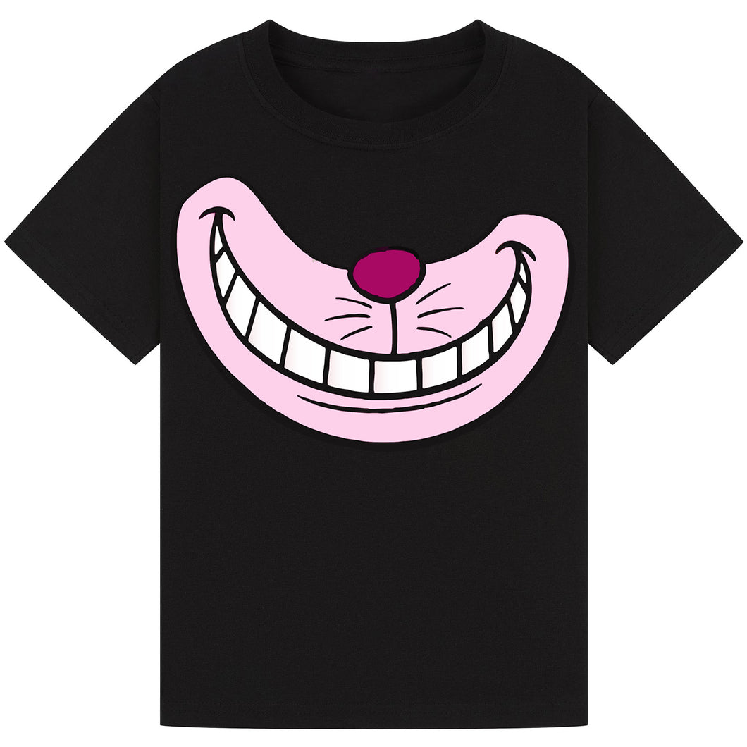 Toothy Grin Cat T-Shirt – Whimsical Pink Smile Book Day Tee