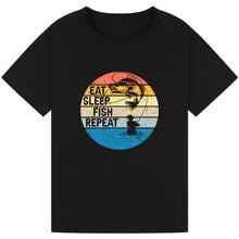 Load image into Gallery viewer, Eat Sleep Fish Repeat - Retro Fishing Tee
