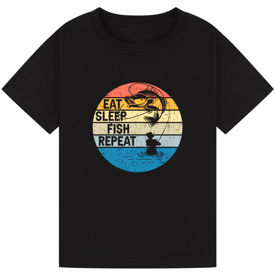 Eat Sleep Fish Repeat - Retro Fishing Tee