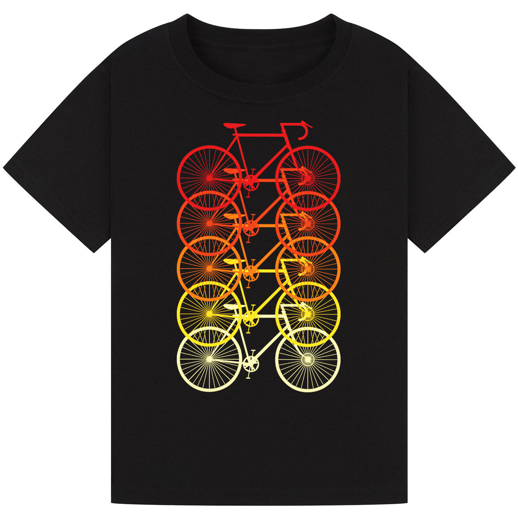 Casual Cycling Tee – Bright Bicycle Print for All Ages
