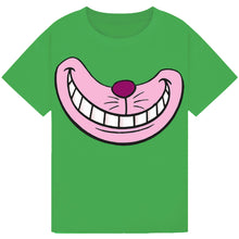 Load image into Gallery viewer, Toothy Grin Cat T-Shirt – Whimsical Pink Smile Book Day Tee
