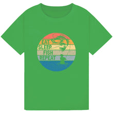 Load image into Gallery viewer, Eat Sleep Fish Repeat - Retro Fishing Tee
