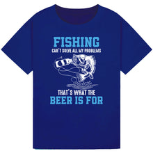 Load image into Gallery viewer, Fishing Can&#39;t Solve My Problems, But Beer Can Tee
