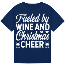 Load image into Gallery viewer, Fueled by Wine and Christmas Cheer T-Shirt – Festive Wine Tee
