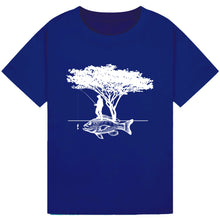 Load image into Gallery viewer, Fisherman &amp; Fish Silhouette Graphic Tee
