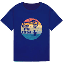Load image into Gallery viewer, Eat Sleep Fish Repeat - Retro Fishing Tee
