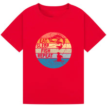Load image into Gallery viewer, Eat Sleep Fish Repeat - Retro Fishing Tee
