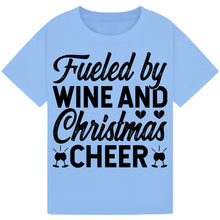 Load image into Gallery viewer, Fueled by Wine and Christmas Cheer T-Shirt – Festive Wine Tee
