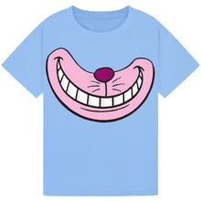 Load image into Gallery viewer, Toothy Grin Cat T-Shirt – Whimsical Pink Smile Book Day Tee

