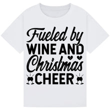 Load image into Gallery viewer, Fueled by Wine and Christmas Cheer T-Shirt – Festive Wine Tee

