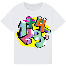 Load image into Gallery viewer, Bold 3D Numbers Kids T-Shirt – Maths Day Fun
