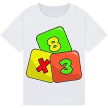Load image into Gallery viewer, Kids 8x3 Dice T-Shirt – Maths Day Fun
