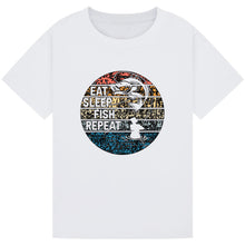 Load image into Gallery viewer, Eat Sleep Fish Repeat - Retro Fishing Tee
