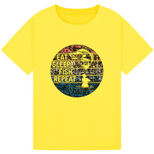 Load image into Gallery viewer, Eat Sleep Fish Repeat - Retro Fishing Tee
