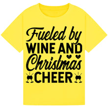 Load image into Gallery viewer, Fueled by Wine and Christmas Cheer T-Shirt – Festive Wine Tee
