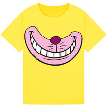 Load image into Gallery viewer, Toothy Grin Cat T-Shirt – Whimsical Pink Smile Book Day Tee
