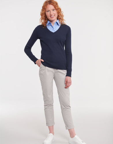 Ladies' V-Neck Knitted Pullover