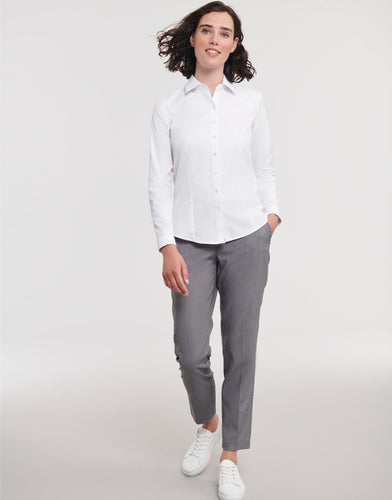 Ladies' L/Sleeve Herringbone Shirt