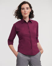 Load image into Gallery viewer, Ladies&#39; 3/4 Sleeve Fitted Stretch Shirt
