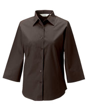 Load image into Gallery viewer, Ladies&#39; 3/4 Sleeve Fitted Stretch Shirt

