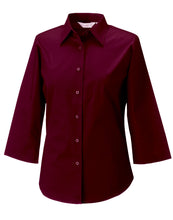 Load image into Gallery viewer, Ladies&#39; 3/4 Sleeve Fitted Stretch Shirt
