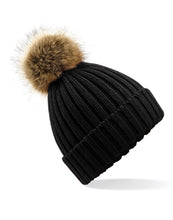 Load image into Gallery viewer, Faux Fur Pom Pom Chunky Beanie

