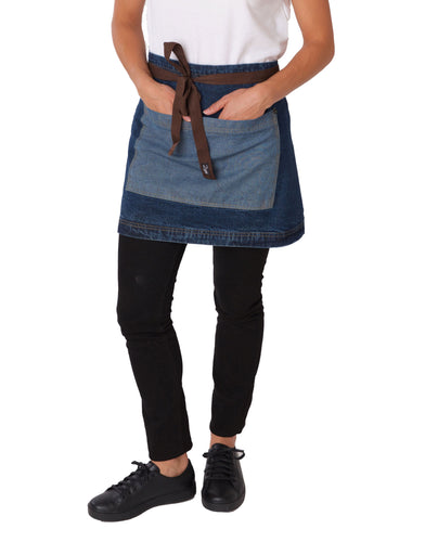 Denim Waist Apron with Contrasting Pocke