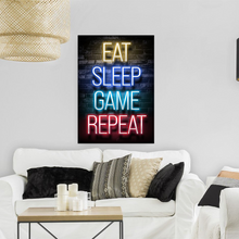 Load image into Gallery viewer, Game-01 Eat Sleep Game Repeat Neon Game Poster Wall Art Gaming Room
