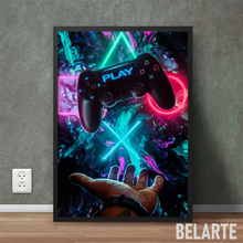 Load image into Gallery viewer, Game-03 Neon Design Playstation Controller | Games Poster Wall Art
