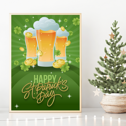Happy St Patrick's Day Door Cover Party Wall Decoration Welcome Event Posters 
