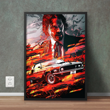 Load image into Gallery viewer, CM510 John Wick with Ford Mustang Movie Poster
