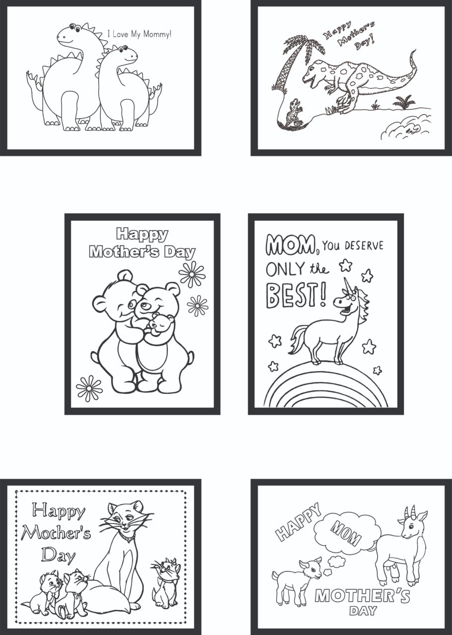 Set of 6 Happy Mother's Day New Theme Best Mum Nanny Art Prints Room Posters Freestyle Hand Drawn 8 x 10 inches 330GSM Poster Paper for Living Room Bedroom Décor