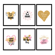 Load image into Gallery viewer, Set of 6 Happy Mother&#39;s Day Gift Best Mum Nanny Art Prints Room Posters Freestyle Hand Drawn 8 x 10 inches
