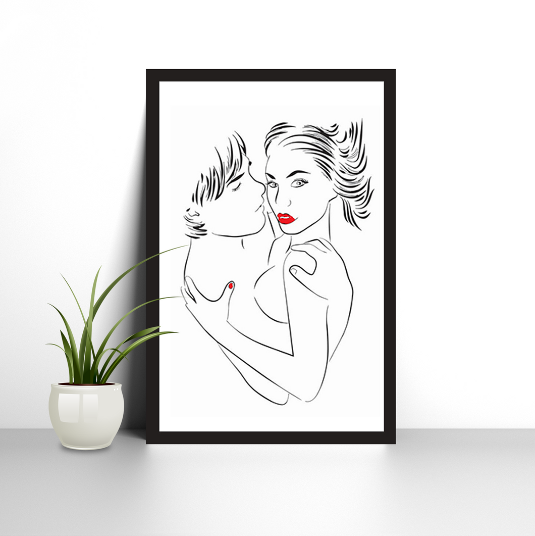 Valentines Romantic Couple Posters Art Prints Bed Room Wall Decors Sexy Female VD-144