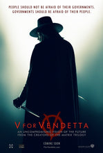 Load image into Gallery viewer, CM-174 Vintage Classic Movie Posters &#39;V for VENDETTA&#39; &quot;people should not be afraid of their governments. Governments should be afraid of their people&quot;
