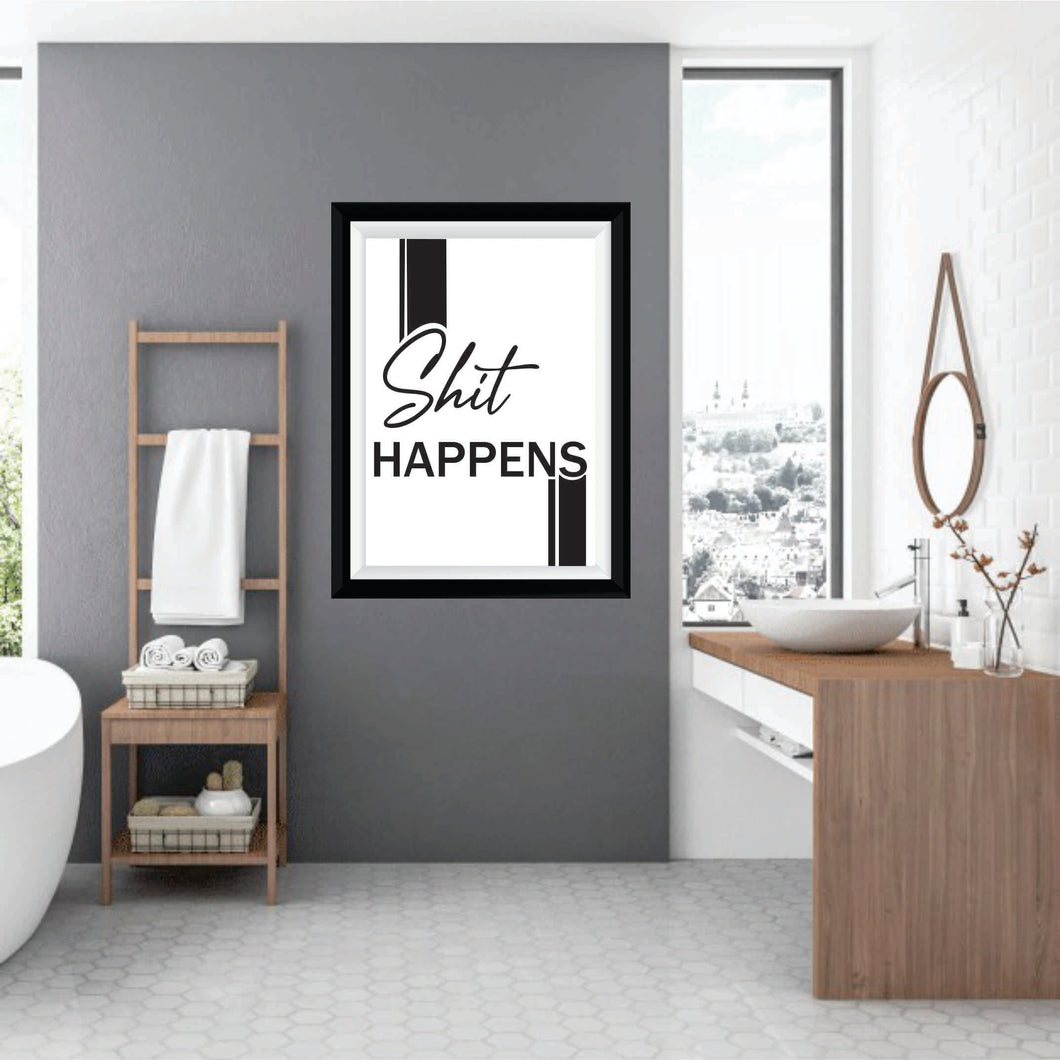 BP-16 Wall Art Posters Bathroom Funny Quotes 'shit HAPPENS